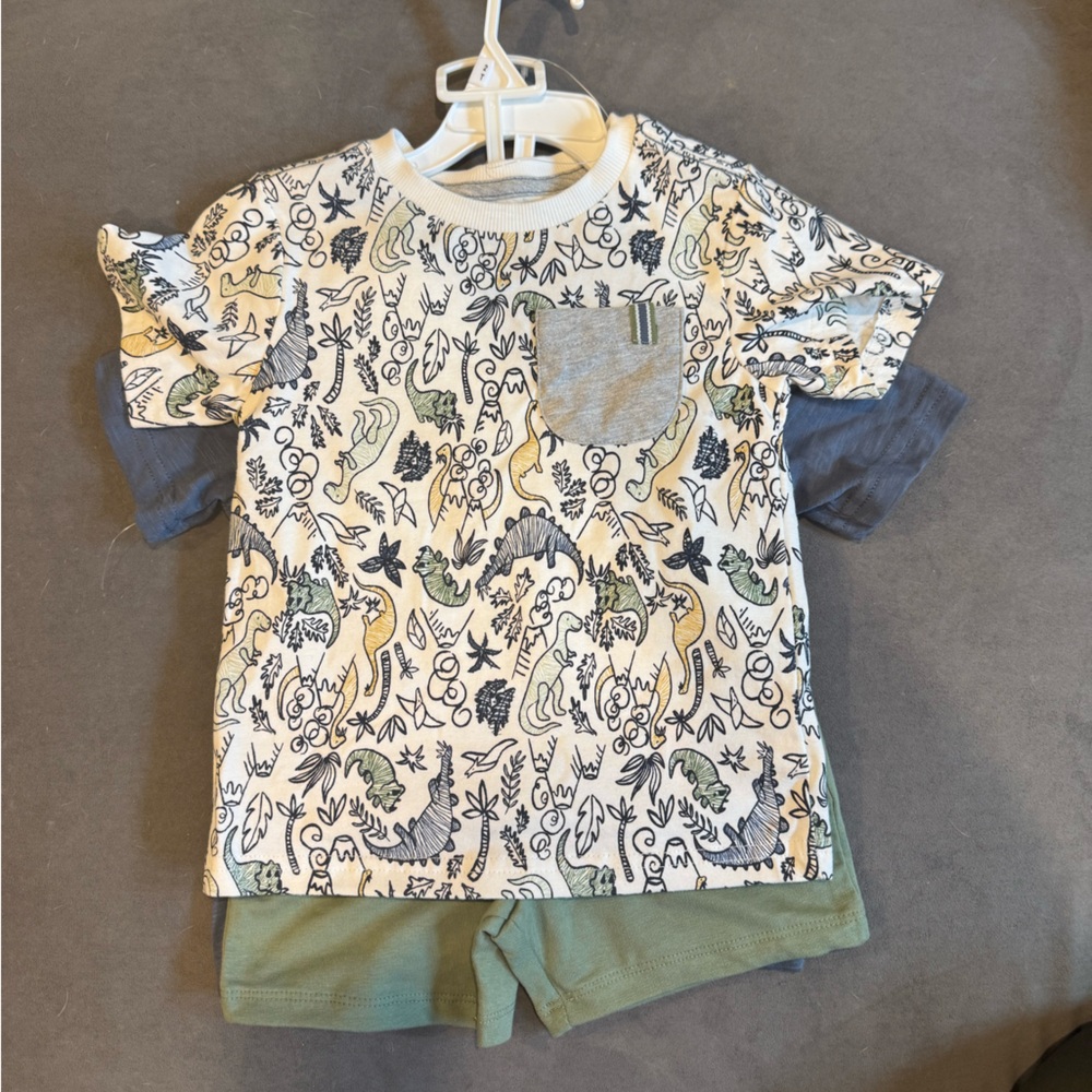 Dinosaur Print T-Shirts and Shorts Set